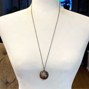 Vintage Brass Ball Bell Pendant Necklace